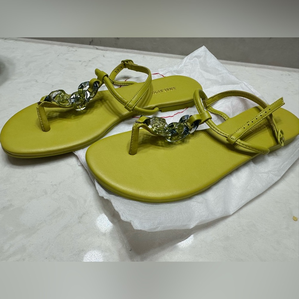 Elegant Lime Sandals with Beaded Detail